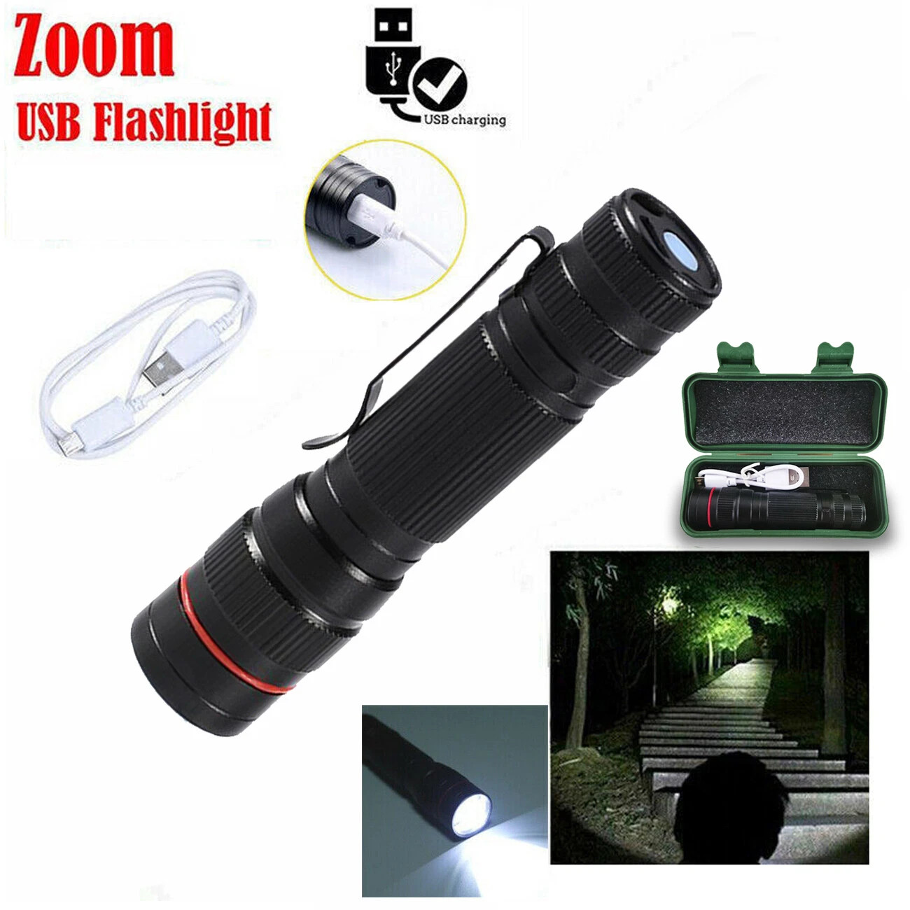 35000000 lumens Small LED Mini Flashlight Pocket Super Bright Torch Rechargeable
