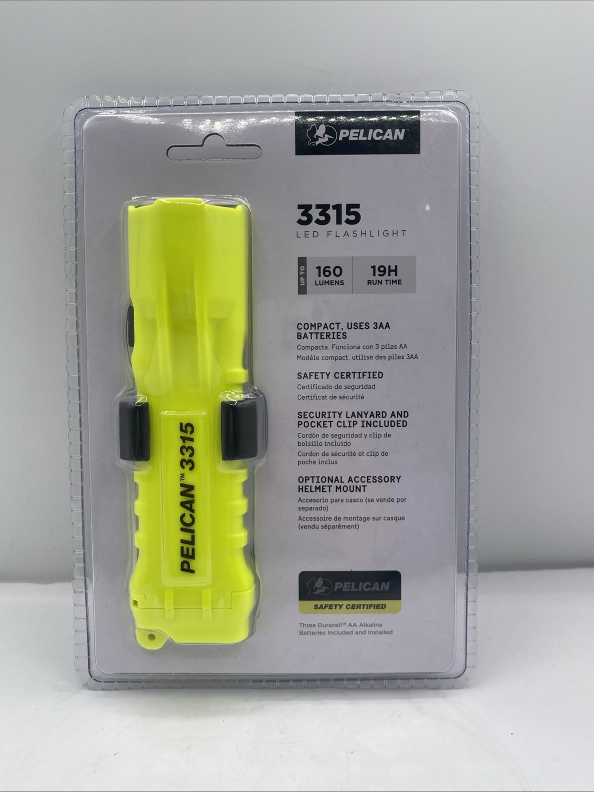 PELICAN 3315 LED Waterproof Flashlight 19-hour Neon Yellow ‎033150-0103-245