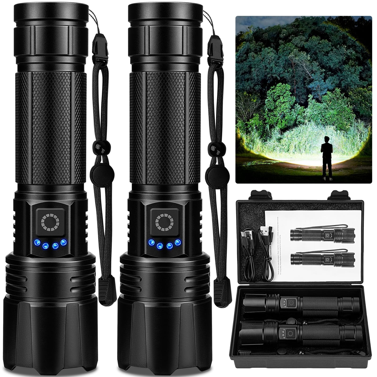 Rechargeable LED Flashlights High Lumen,99,000 Lumens Super Bright Flashlight…