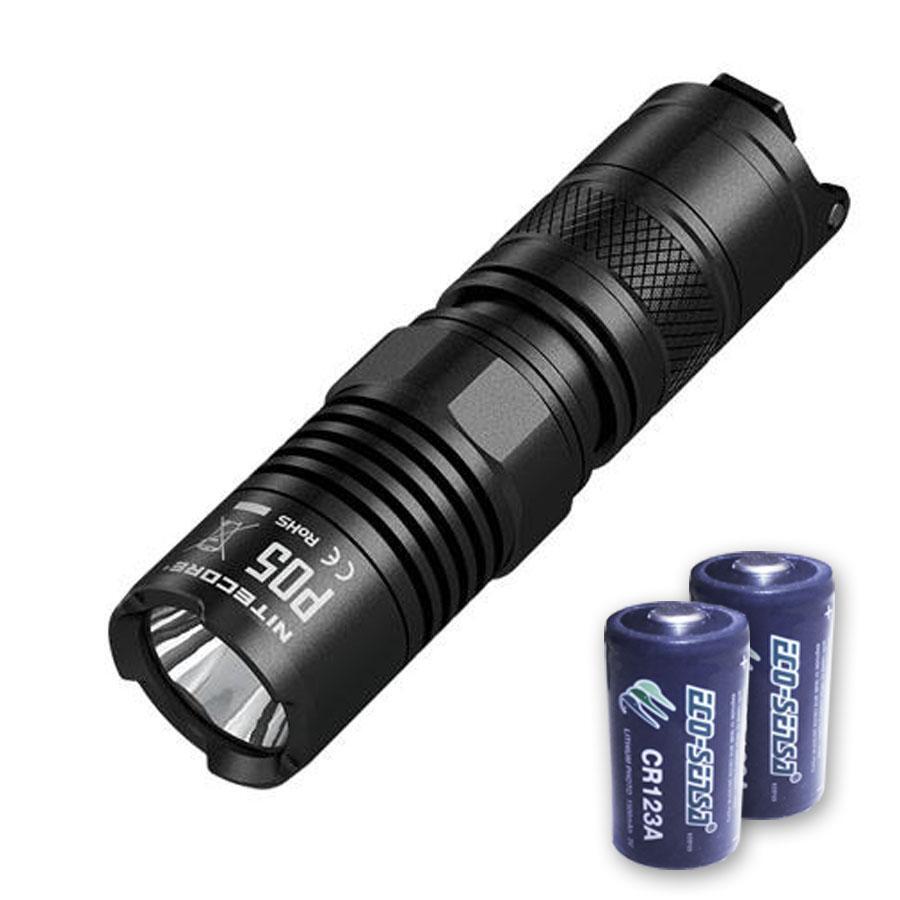 Bundle: Nitecore P05 460 Lumen w/Nitecore D2 Charger, NL166 + 2x FREE Eco Sensa
