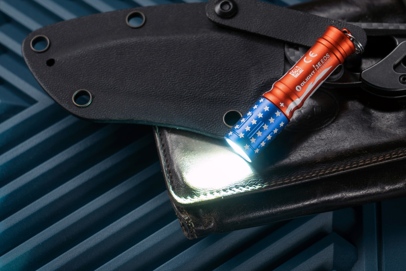 Olight I3E EOS Stars & Stripes Keychain Waterproof Flashlight, 90 Lumen