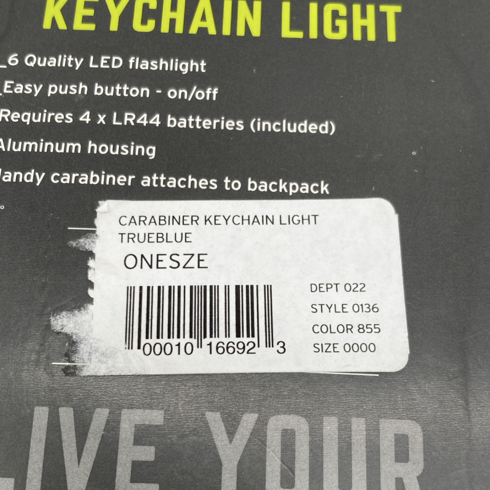 Eddie Bauer Six LED Carabiner Keychain Flashlight True Blue Black