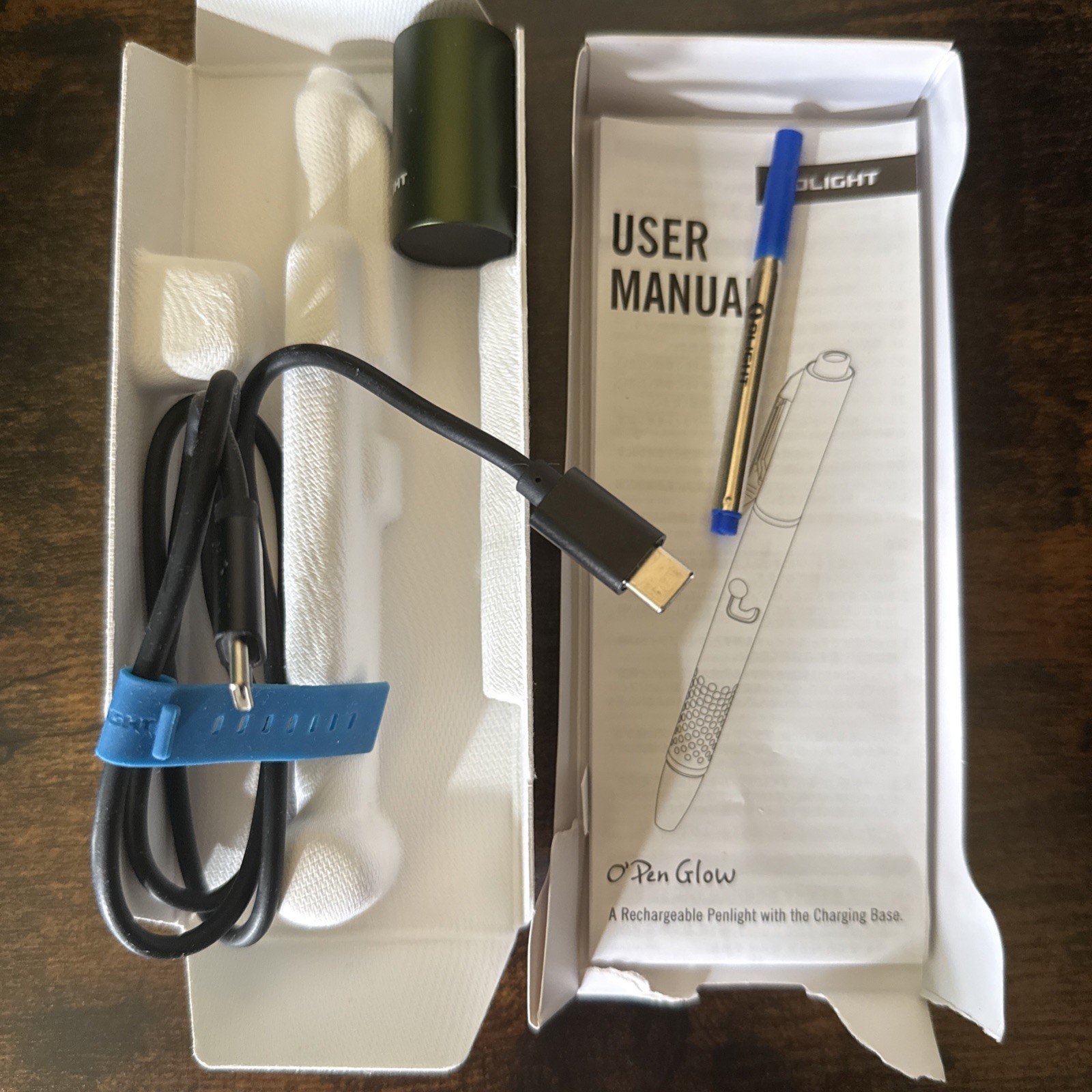 Olight O’Pen 3 EDC Pen with Tip and Clip Lights and Green Pointer Olive Green