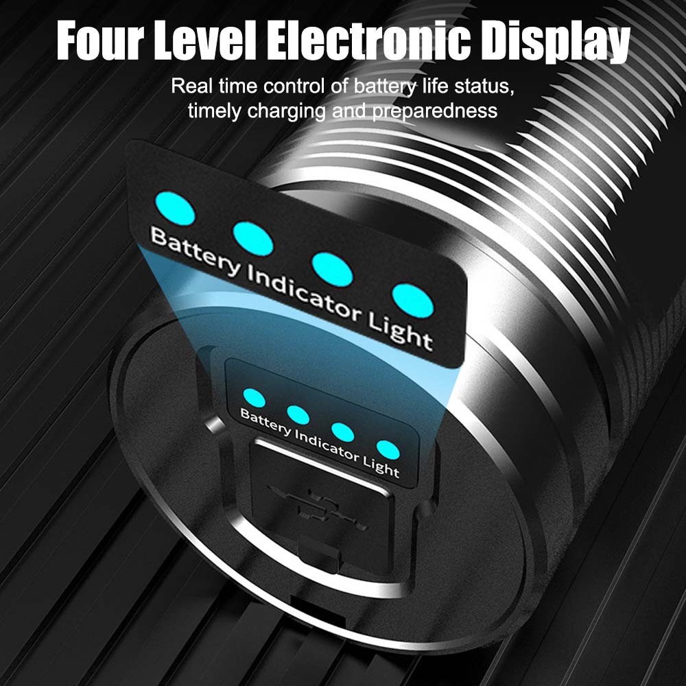 10W Laser White LEP Flashlight Zoom USB Rechargeable Torch High Powerful Light