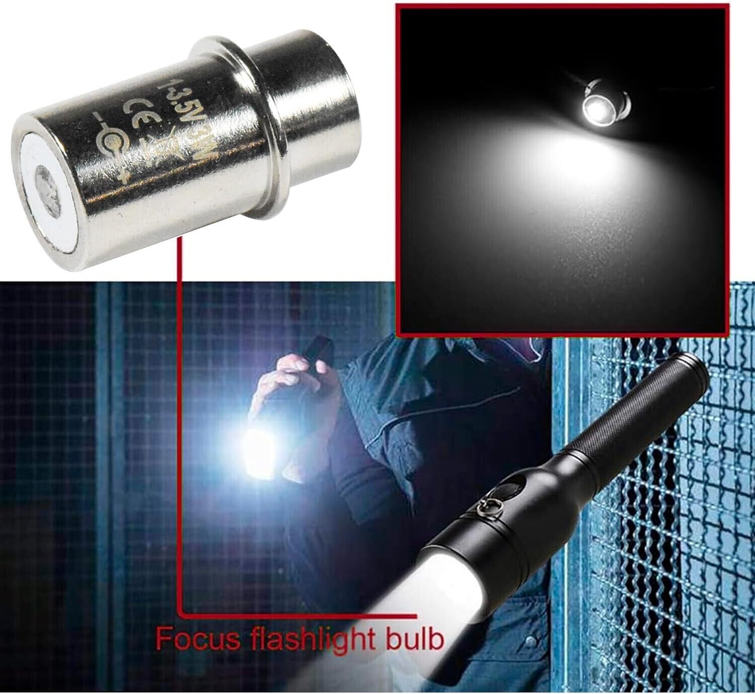 2-Pack 3W LED Upgrade Bulb for Mag-Lite 2 3 D C Cell LWSA201 White Star Krypton