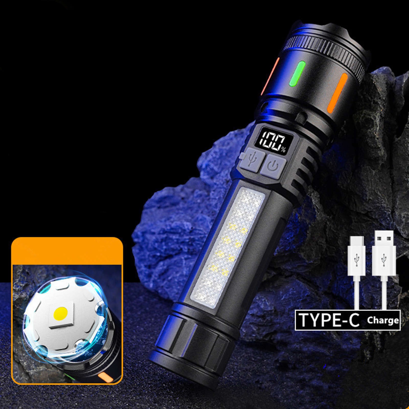 Tactical Flashlight 3000 Lumens Portable IPX6 Waterproof Shockproof Dustproof