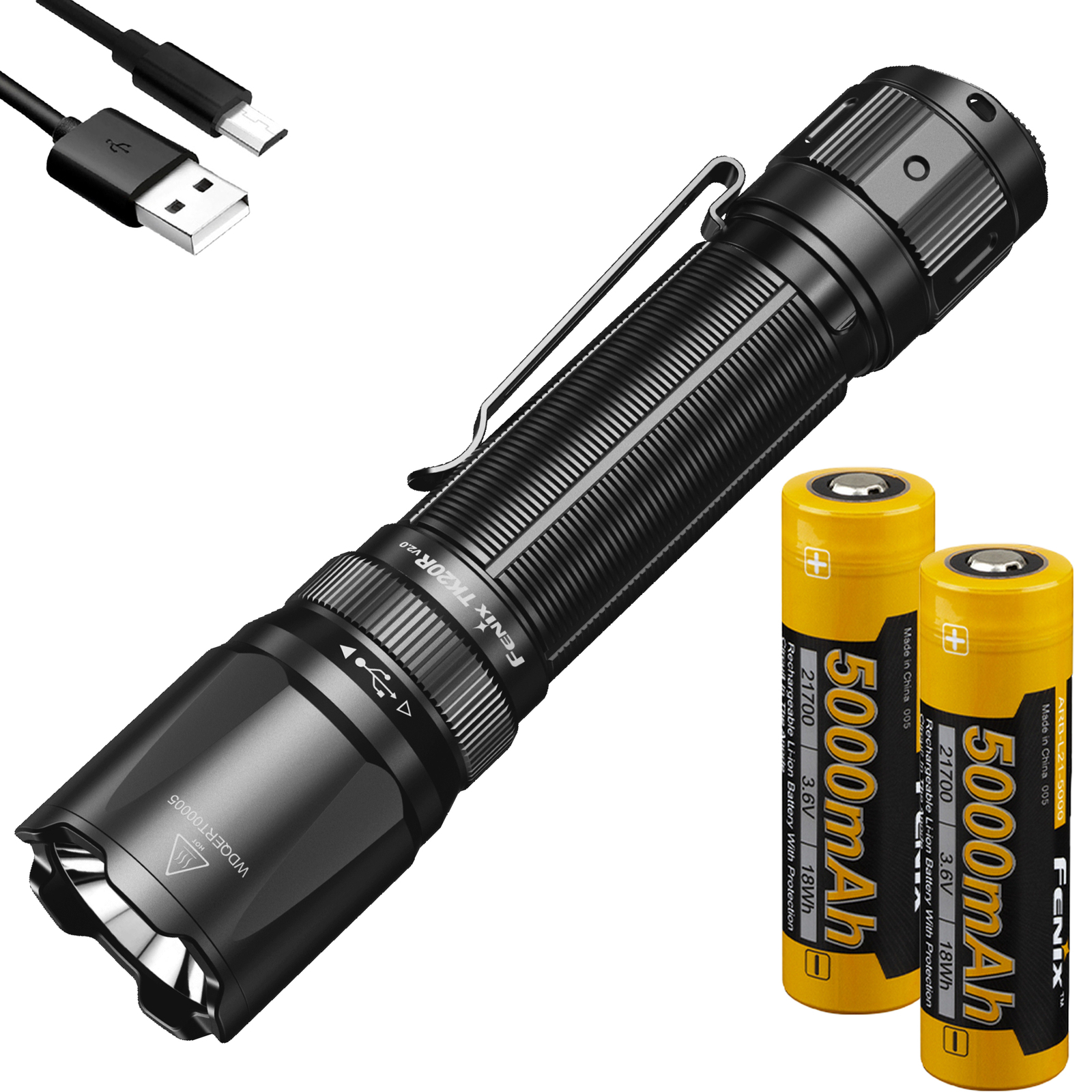 Fenix TK20R v2.0 3000 Lumen Rechargeable Flashlight with 2x5000mAh Batteries