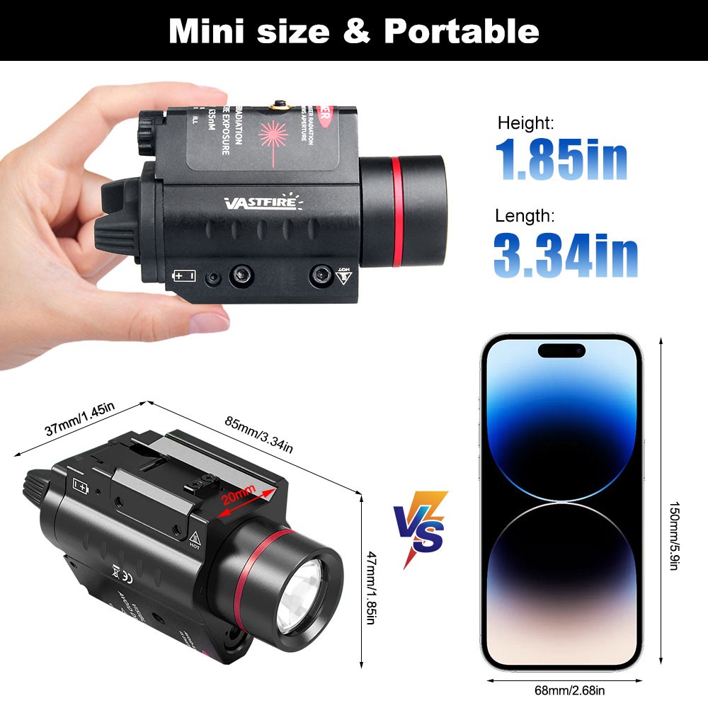 Red Laser Sight&LED Flashlight Light Adjustable Hunting 20mm Picatinny Rail US