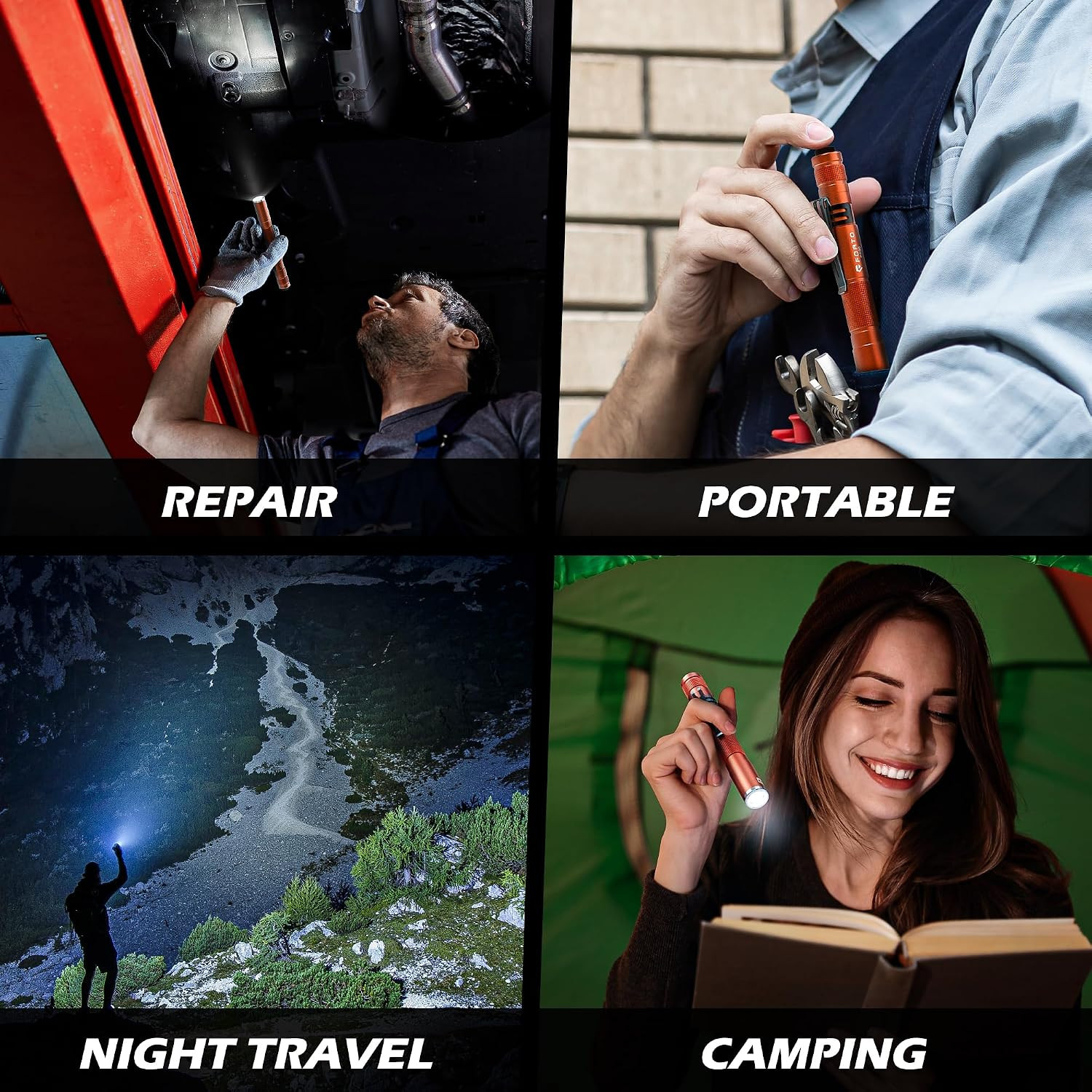 LED Pen Light, 200 Lumens Pocket Flashlight, IP67 Waterproof, 2 Modes, 2 Pack W