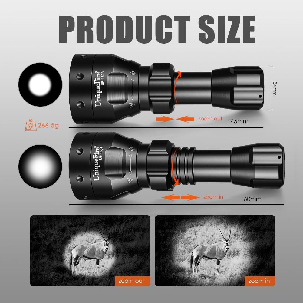 1503 850nm Ir Illuminator Flashlight Lights For Night Vision 50mm Lens Zoomable