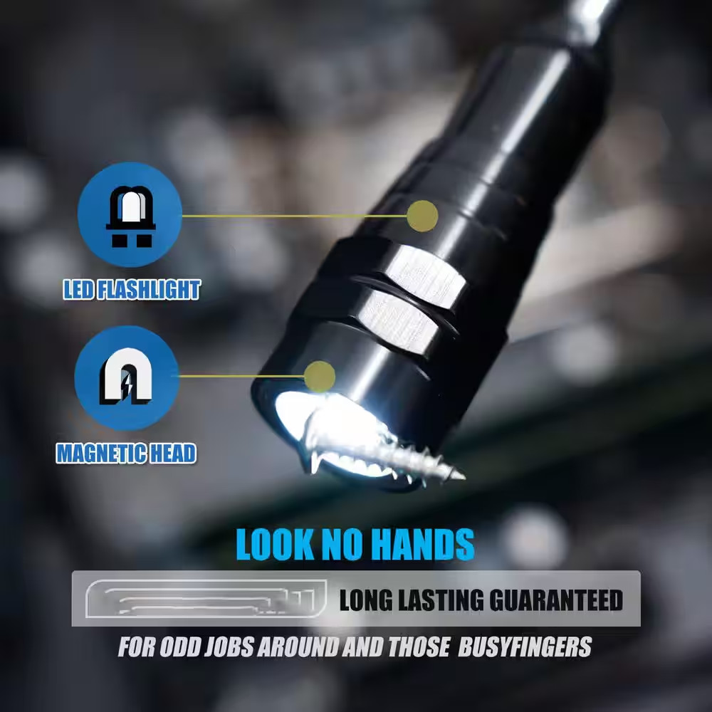Extendable Magnetic Flashlight with Telescoping Magnet Pickup Tool, Extendable S