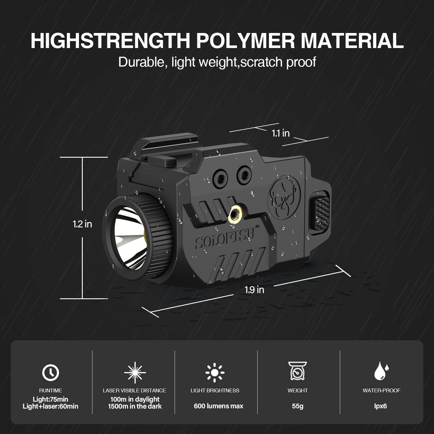 Solofish Inside Blue Laser Sight & Flashlight Combo for Picatinny Rail Handgun