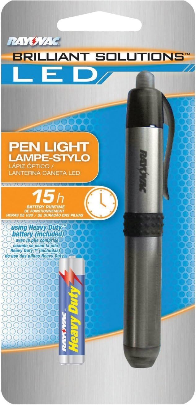 Rayovac Pen Flashlight, Value Bright Aluminum Pen Flash light – High Mode LED