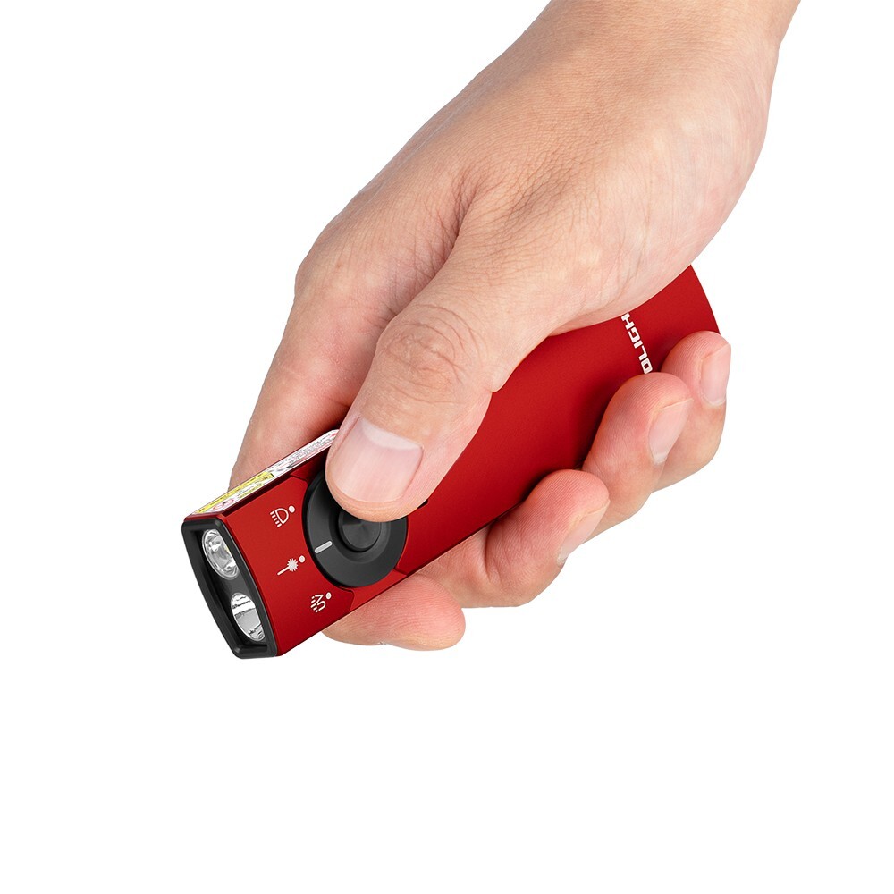Olight Arkfeld Pro Red CW Flat EDC Flashlight, LED Light/Green Beam/UV, 1300 L