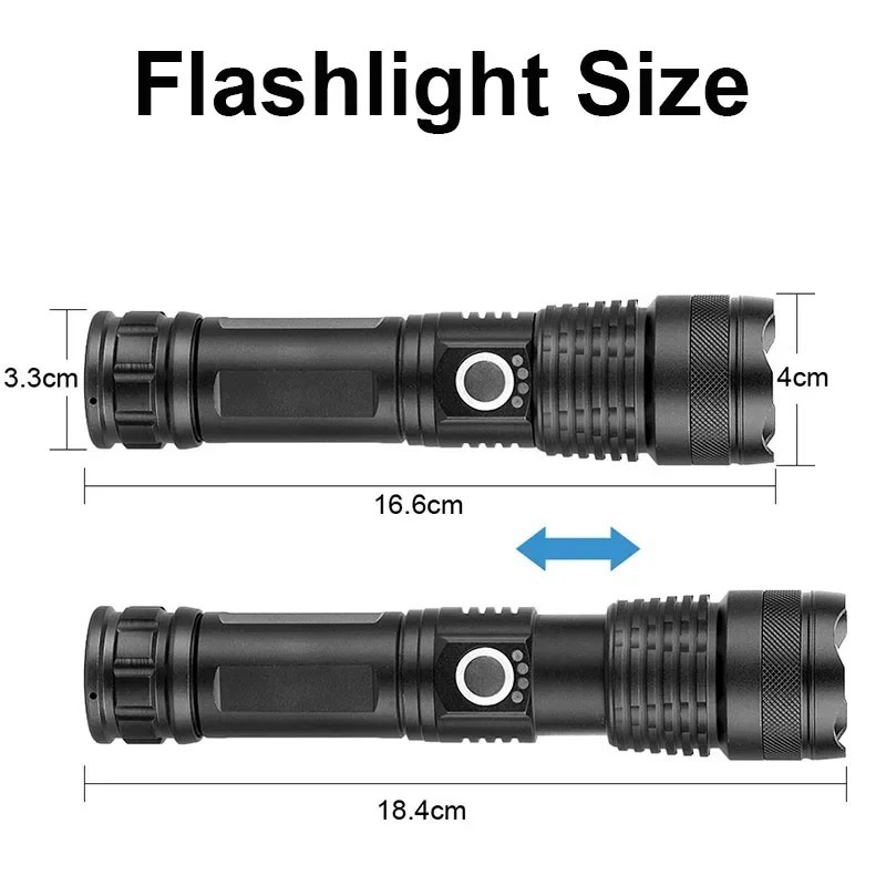 Rechargeable LED Tactical Flashlight Super Bright Torch for Emergency Hiking