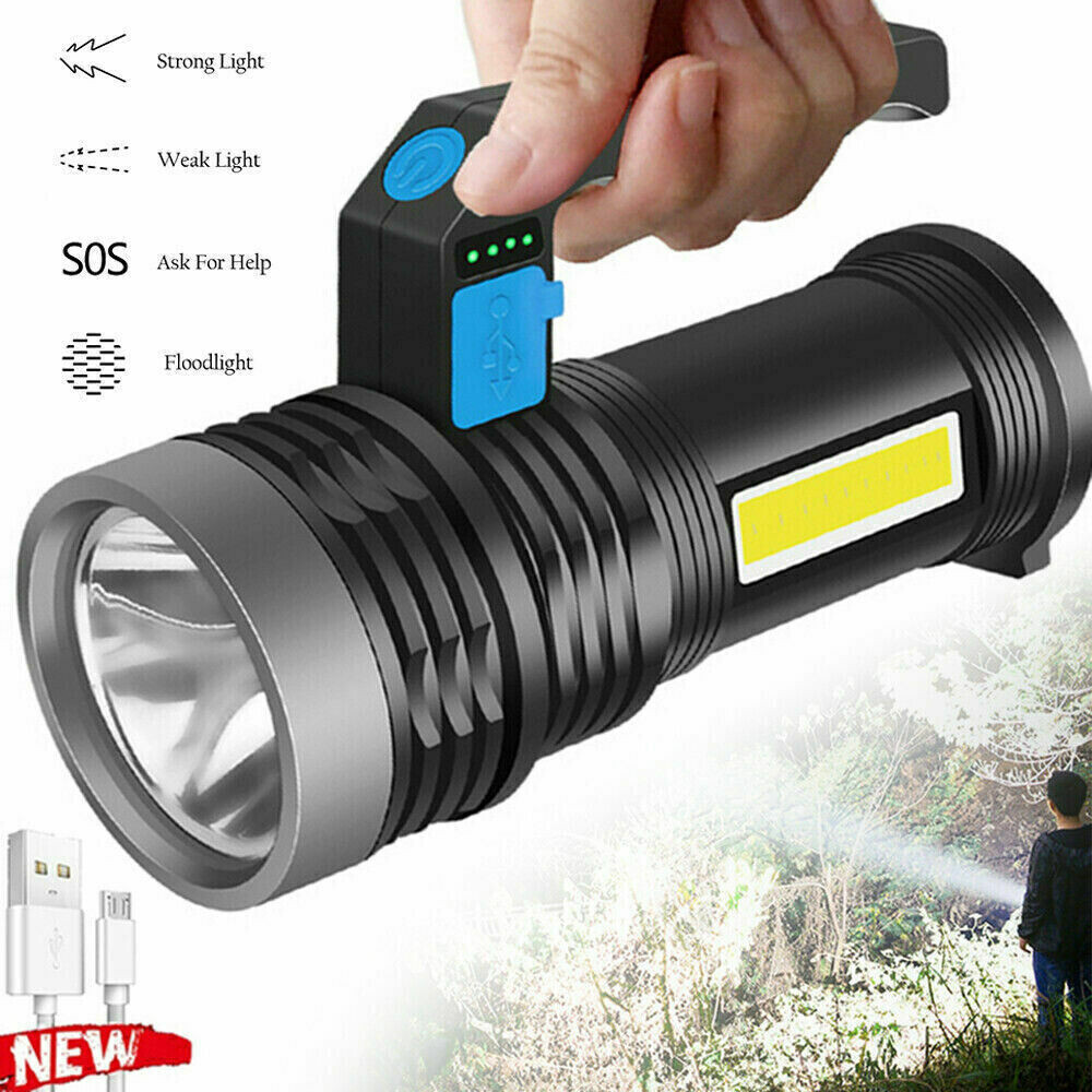 Bright LED Flashlight High Lumens Tactical Flash Light USB Rechargeable Torch