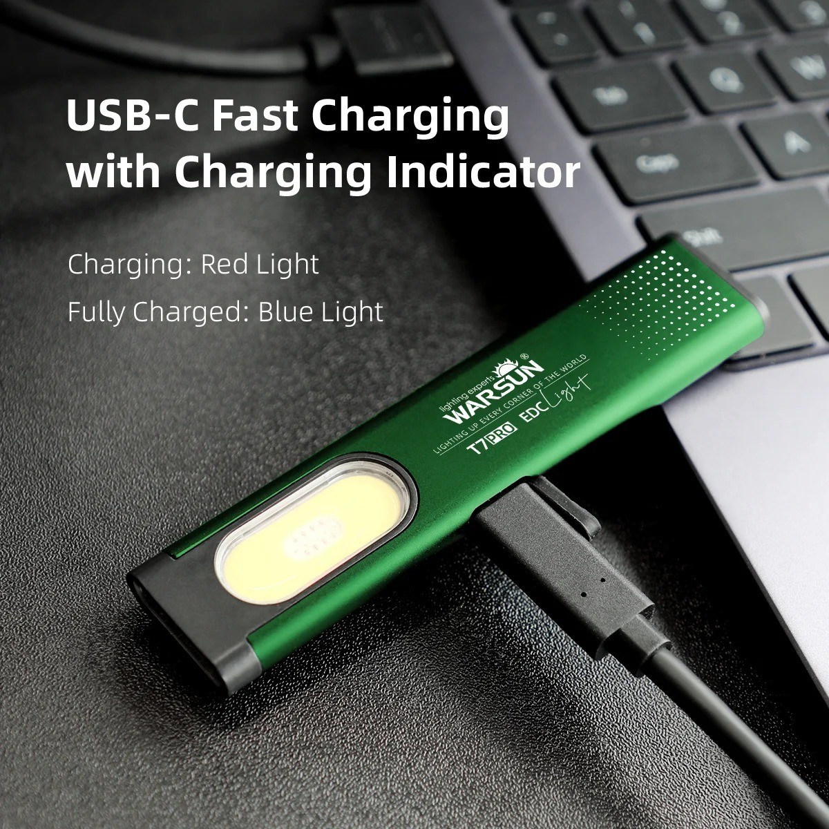 Warsun T7 Mini LED Keychain Flashlight 800LM USB Rechargeable Waterproof light