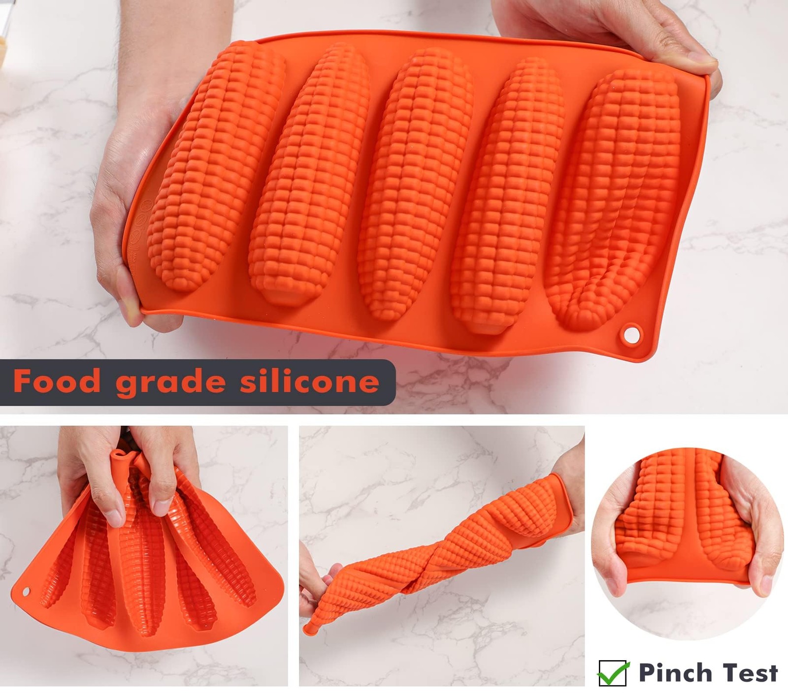 Webake Corn Stick Bread Pan Set of 2, Silicone Cob Stick, Red