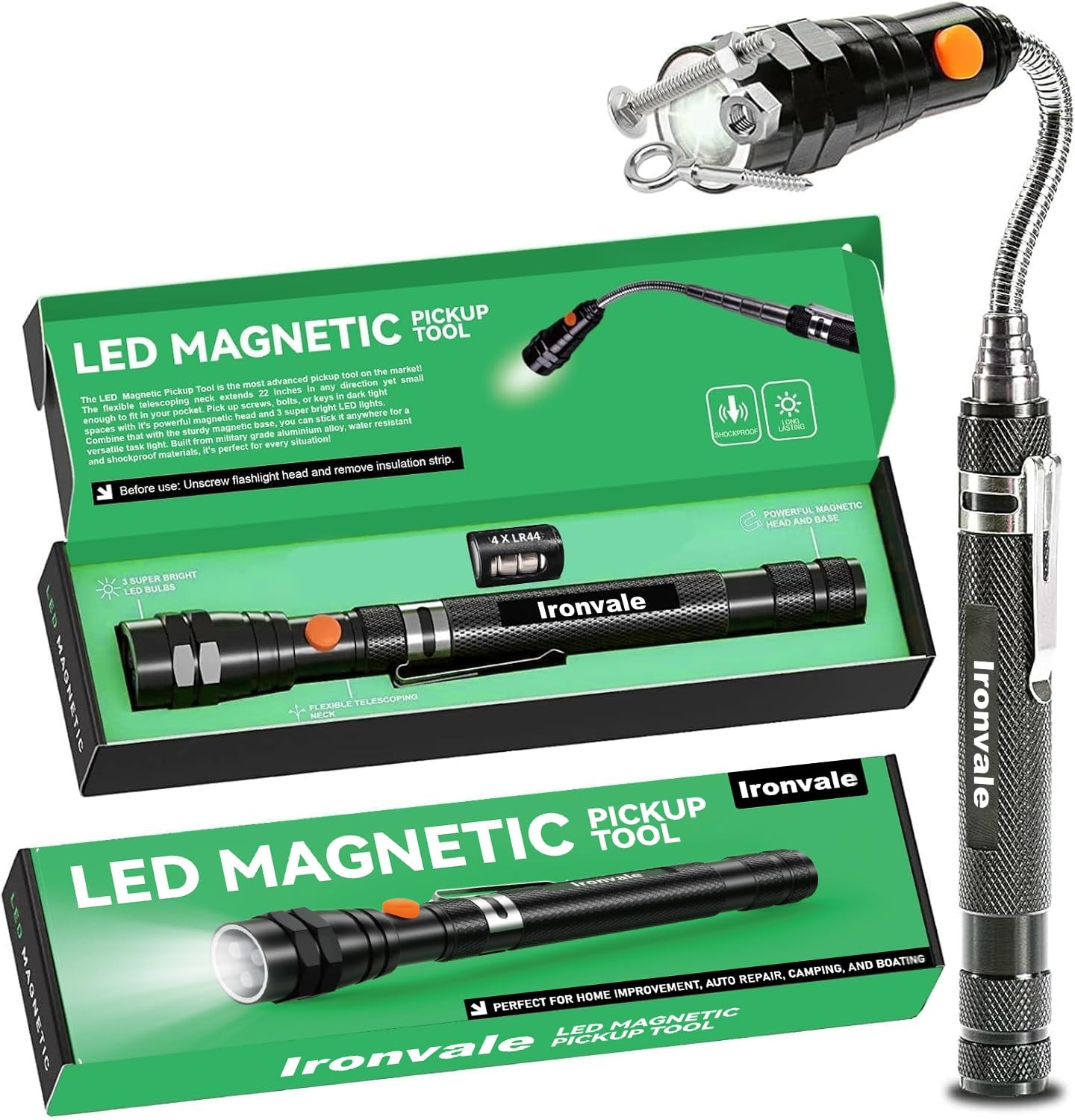 Magnetic Pickup Tool, Telescoping Magnet with 3 LED Flashlight,Cool Gadgets M…