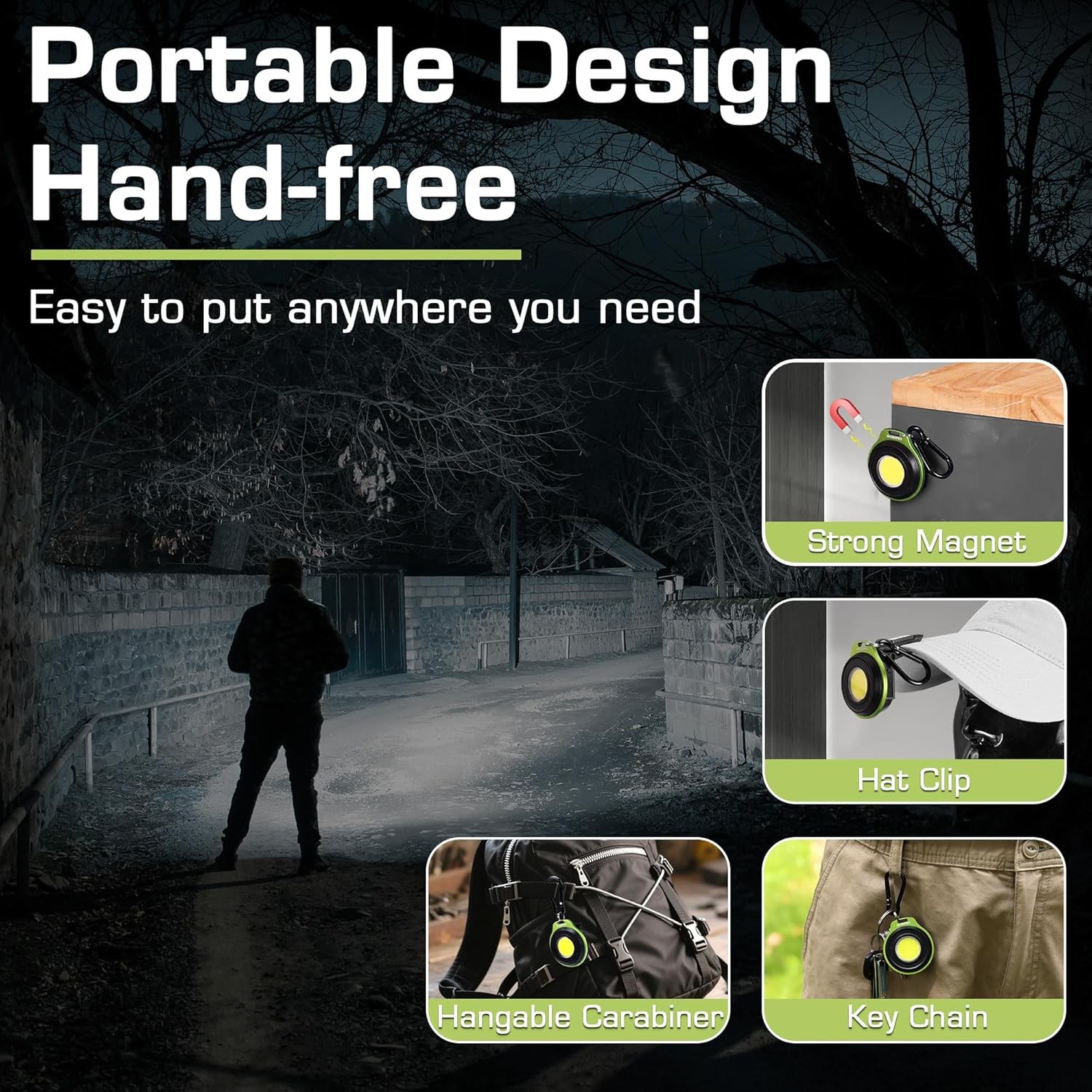 WORKPRO Rechargeable Magnetic COB Keychain Flashlight Work Light w/Hat Clip USA