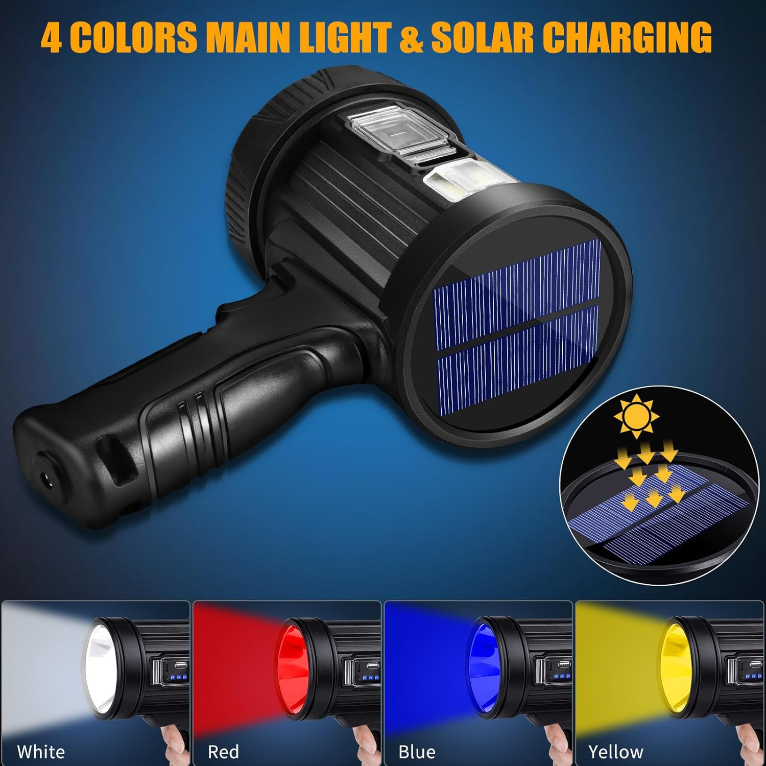 Rechargeable Spotlight, 99000 Lumens Bright LED Spotlight Flashlight, Long Runni