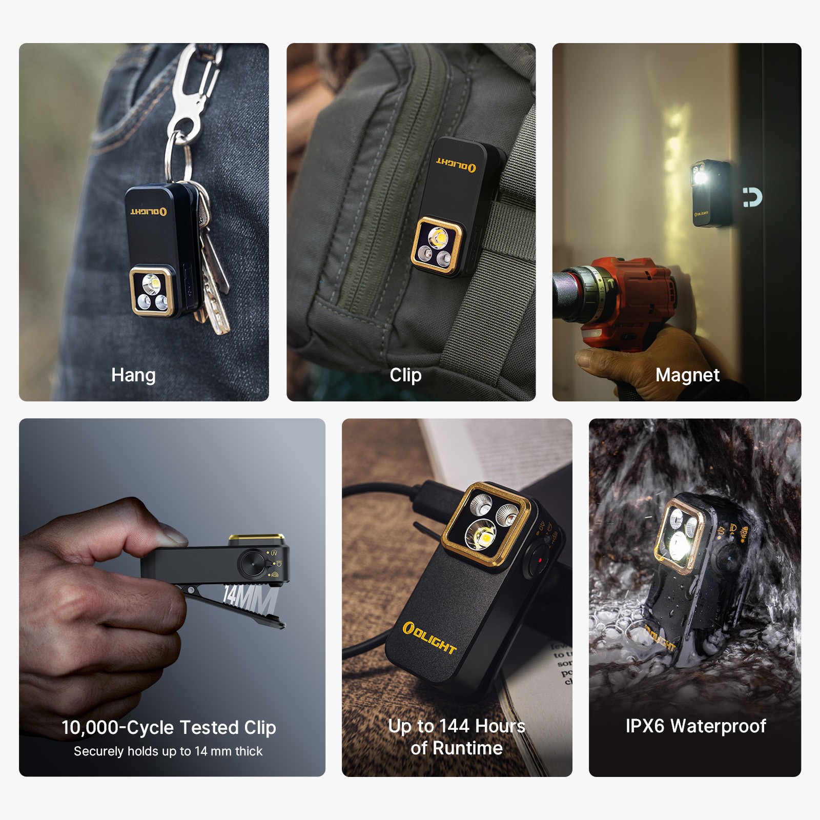 Olight Oclip Pro S Black Multifunctional Clip Light & Oclip Headlamp Strap