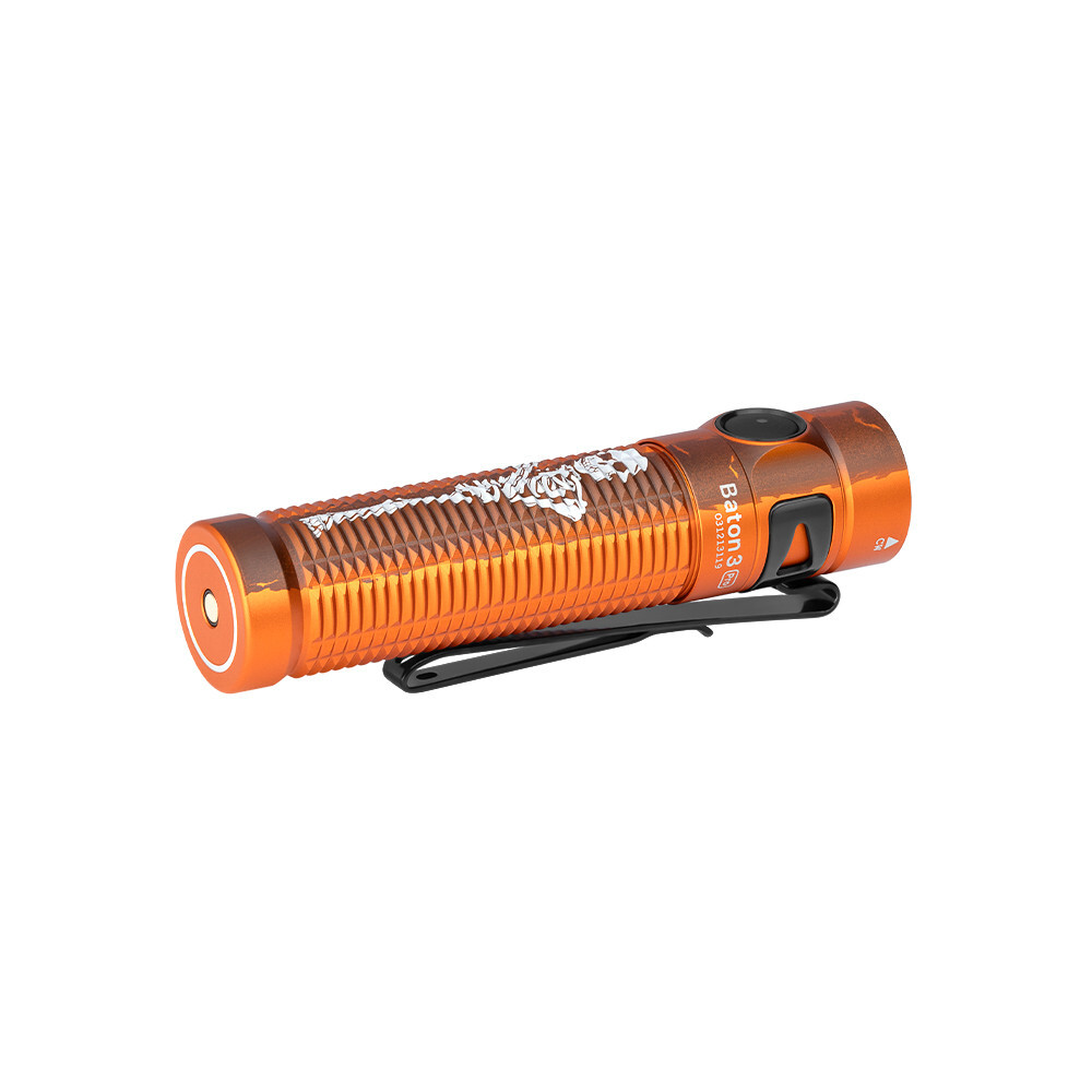 Olight Baton 3 Pro Orange Skeleton Rechargeable Flashlight, 1500 L, Cool White