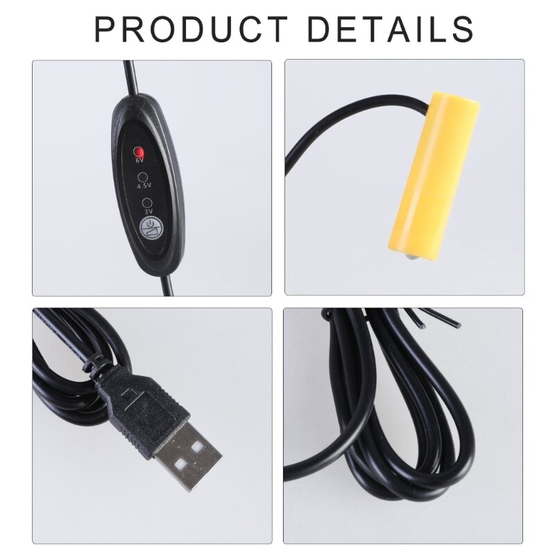 USB AA Battery Replacement Cable 5V to 3V 4.5V 6V 5W Converter for Home Office