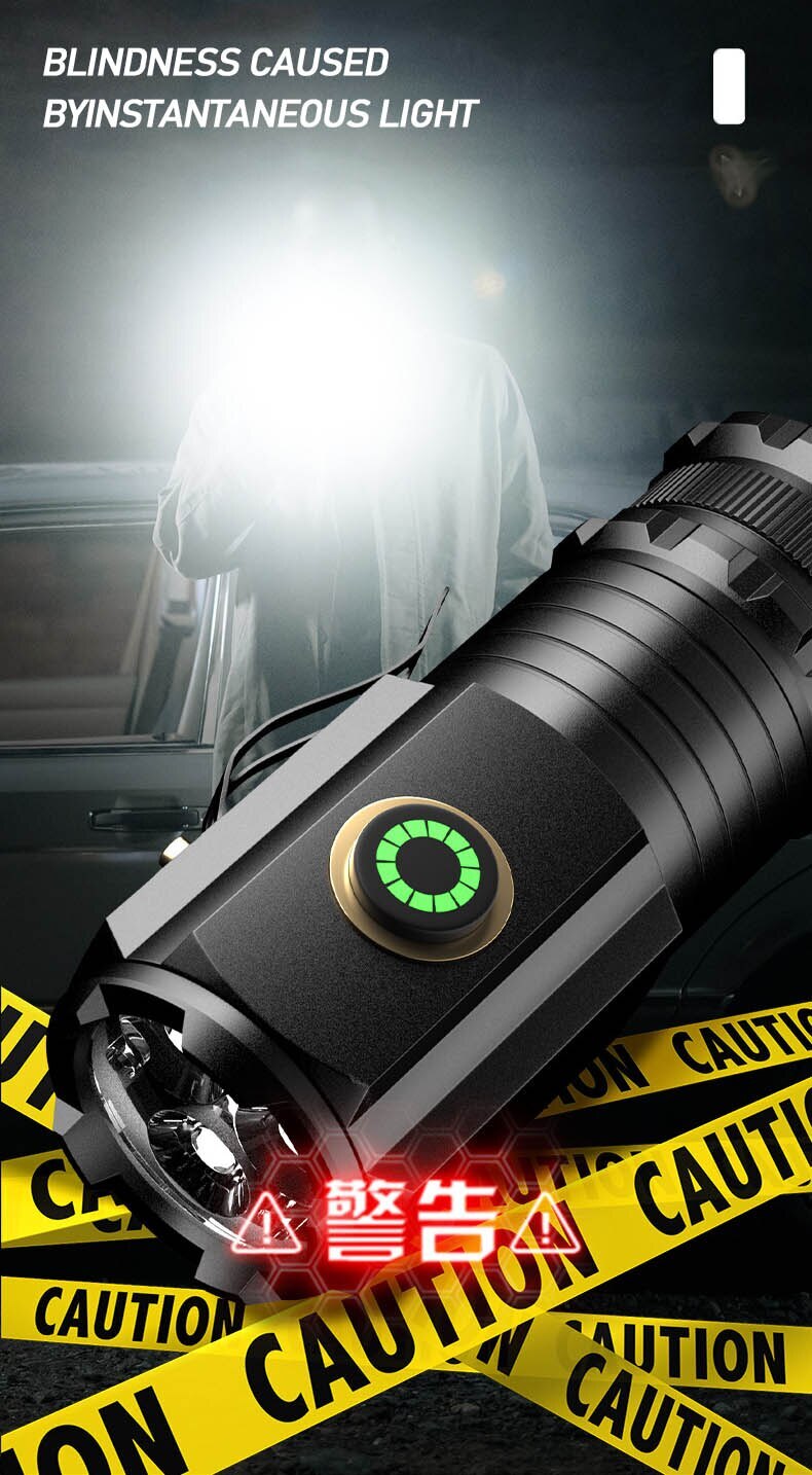 Powerful LED Flashlight Zoomable Rechargeable Portable Tactical Waterproof Torch