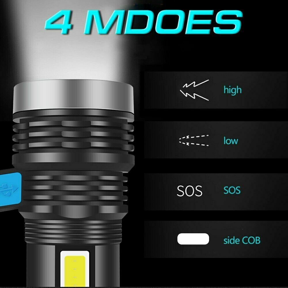 Rechargeable 990000LM LED Flashlight Tactical Police Super Bright Torch Zoomable