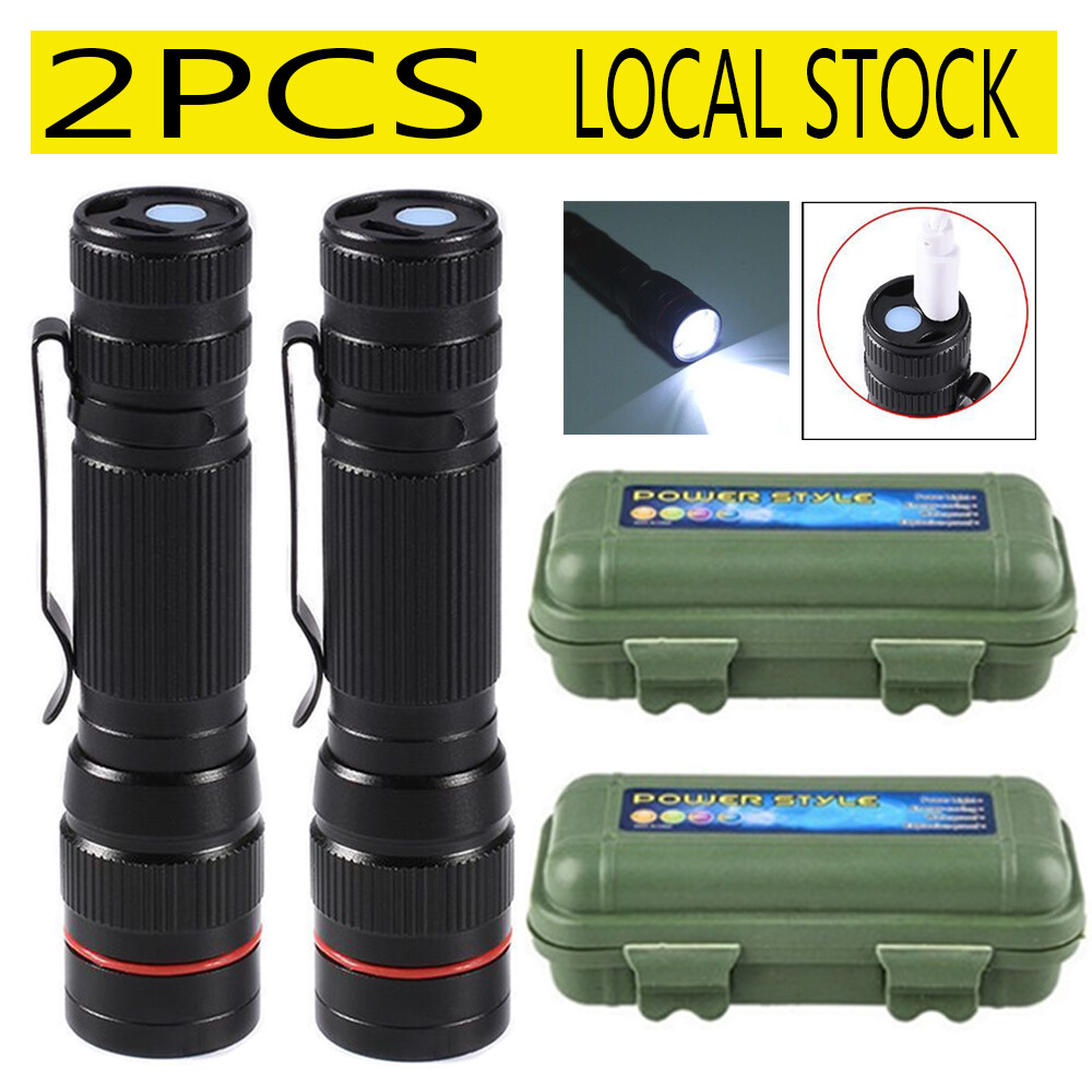 2PCS USB Rechargeable 990000LM Small Mini Tactical Torch 3-Modes Zoom Flashlight