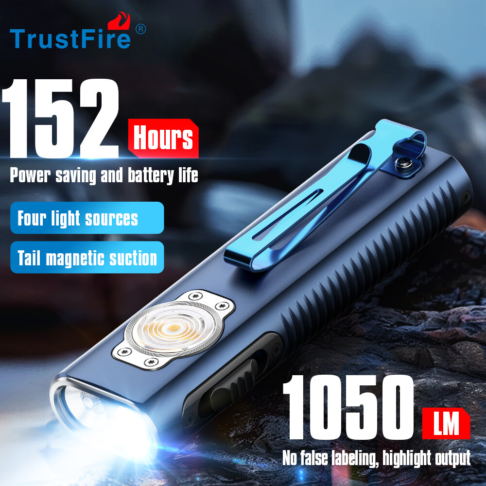 TrustFire X3 4-in-1 EDC Flashlight: 1050 Lumen, UV & Green Laser, Magnetic, Blue