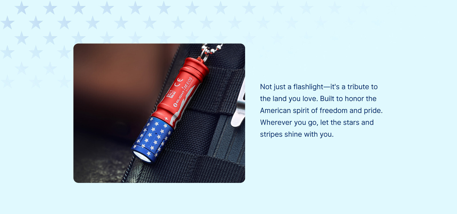 Olight I3E EOS Stars & Stripes Keychain Waterproof Flashlight, 90 Lumen