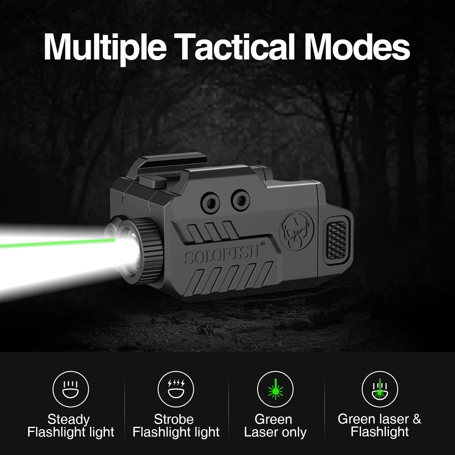 500Lm Tactical Flashlight Compatible for Compact with Rail, Green/Red/Blue Be…