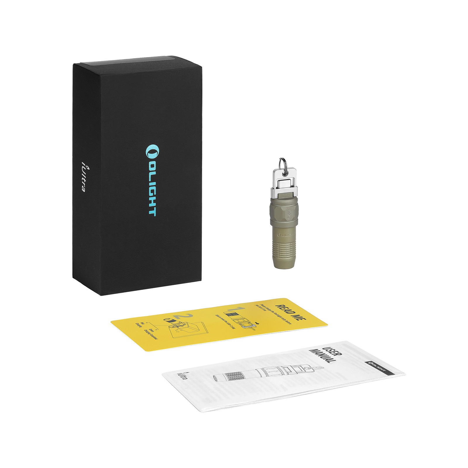 Olight iUltra Olive Green OAL Keychain Flashlight, 80 Lumens, USB-C Charging