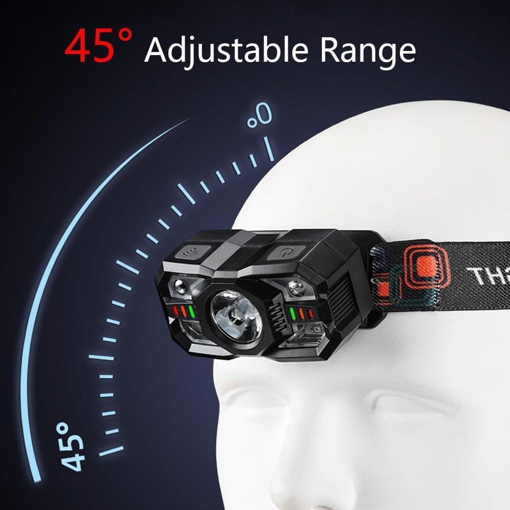 2PCS 1200Lumen Headlamp Flashlight Rechargeable Ultra Bright LED Head Lamp Torch