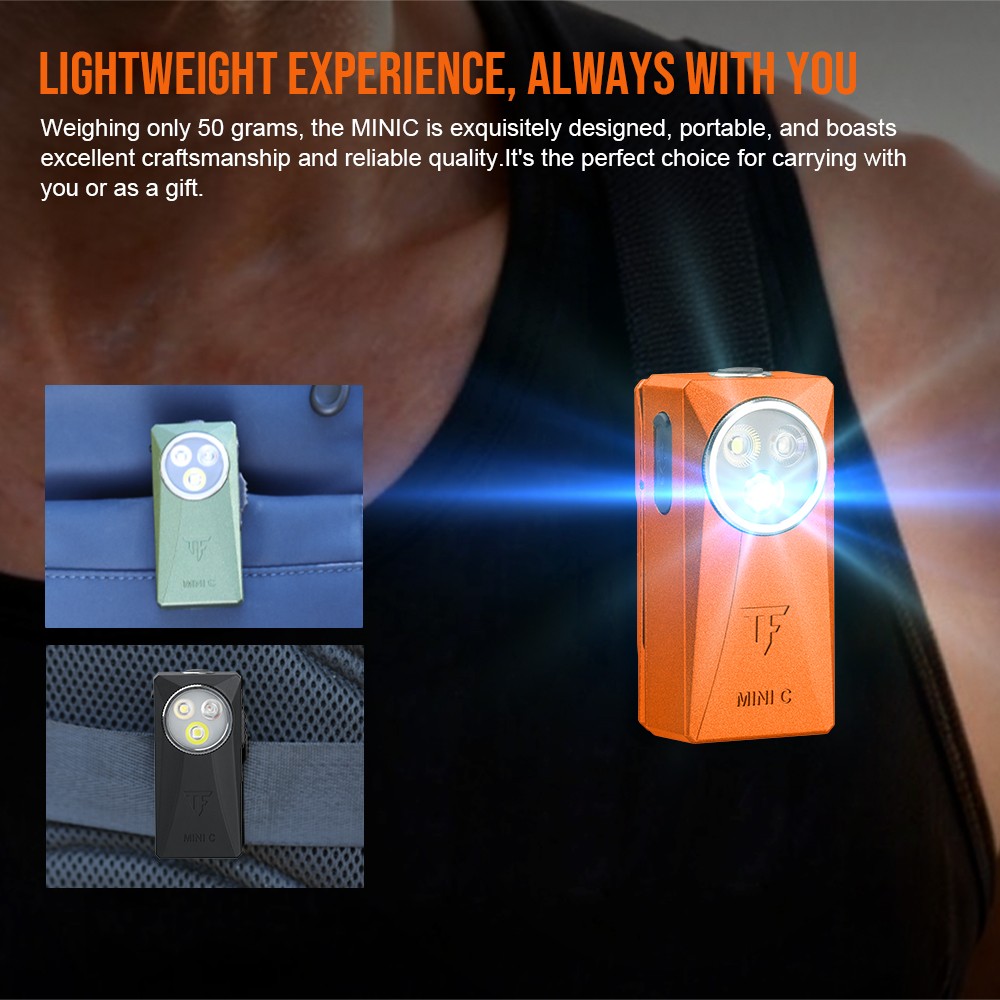 TrustFire Mini-C EDC Flashlight Clip-on 800 Lumens Flat RGB Light LED Flashlight