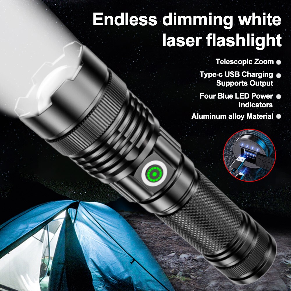 Flashlight 30W LEP Super Bright Torch Hunting White Light Built-in Battery US
