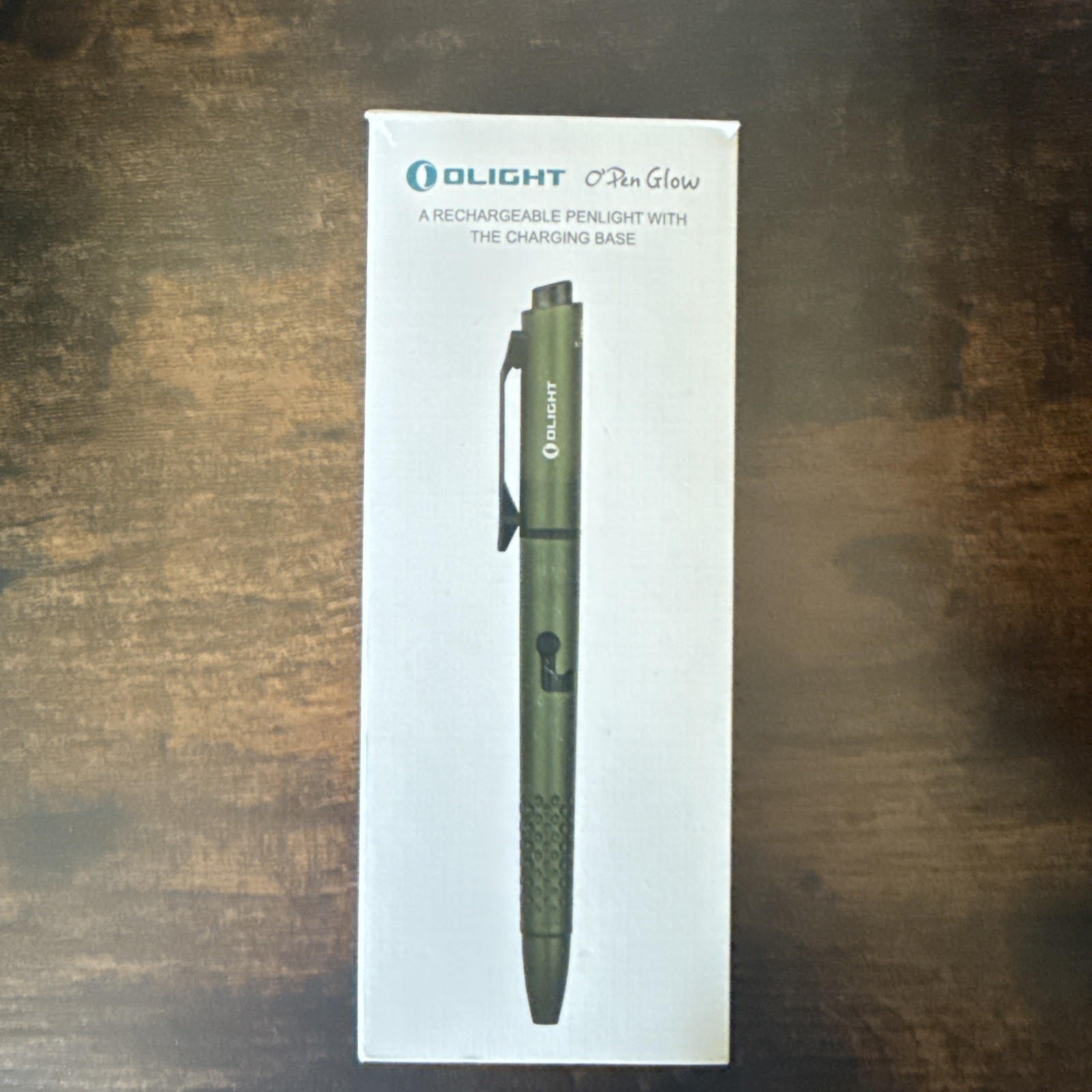 Olight O’Pen 3 EDC Pen with Tip and Clip Lights and Green Pointer Olive Green