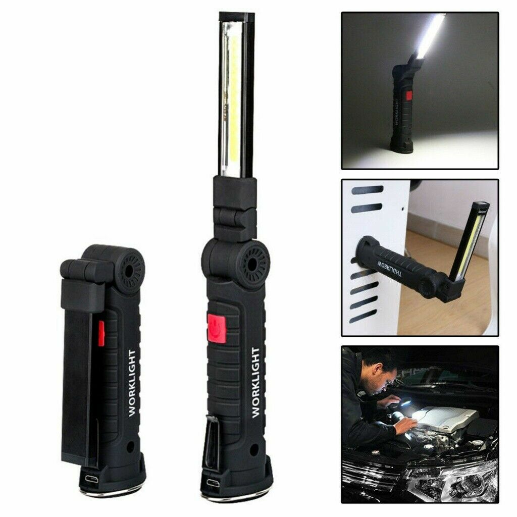 Rechargeable COB LED Slim Work Light Bright Flashlight Magnetic Inspection Lamp