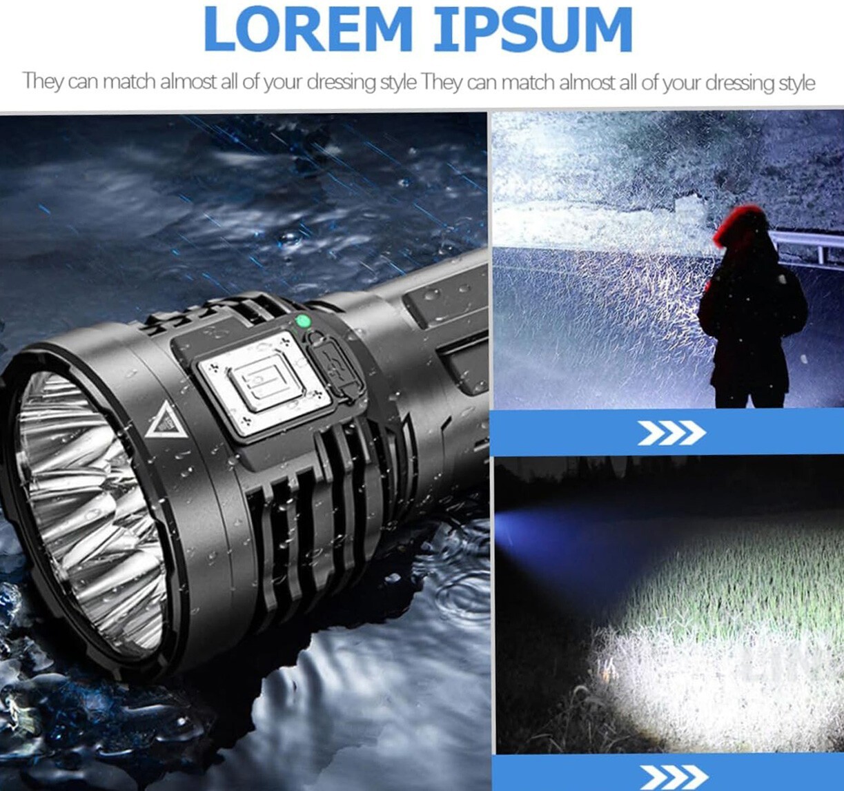 Super Bright 12000000LM 8 LED Flashlight USB Rechargeable Tactical lights NEW