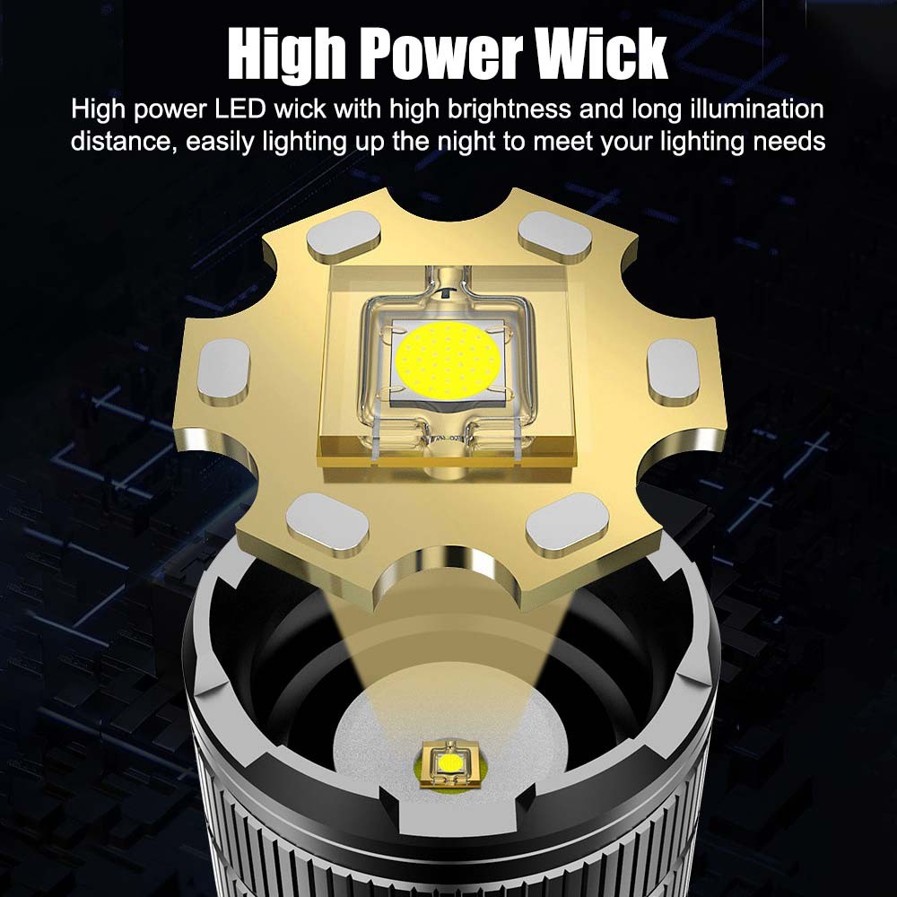 10W Laser White LEP Flashlight Zoom USB Rechargeable Torch High Powerful Light