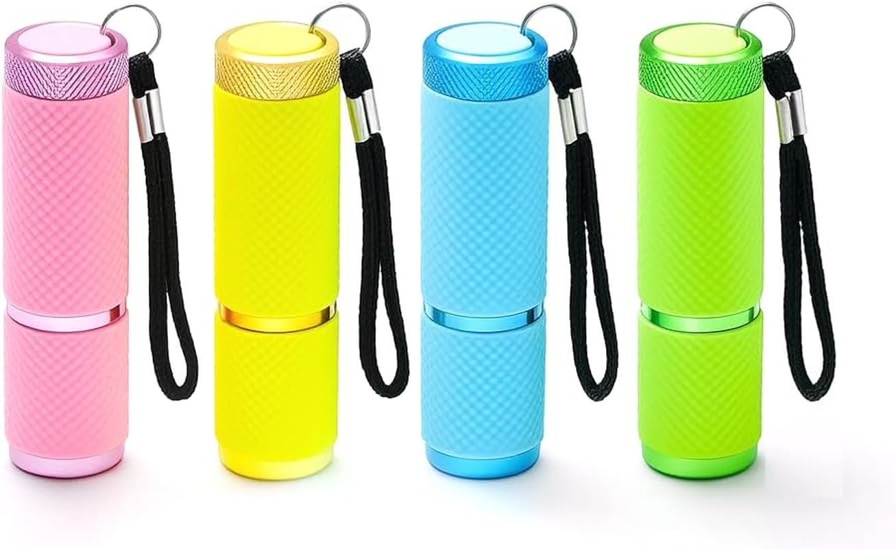 4 Pack Mini Flashlights, 9 LED Glow-In-The-Dark Aluminum Lights