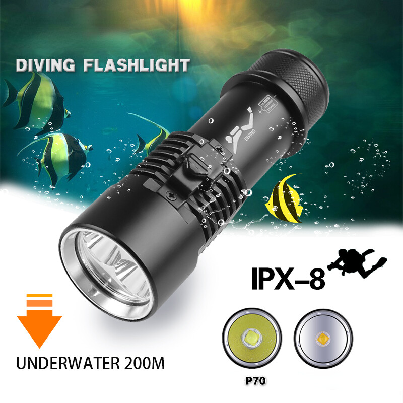 Super Bright Diving Flashlight P70 LED IPX8 Waterproof Professional Diving Light