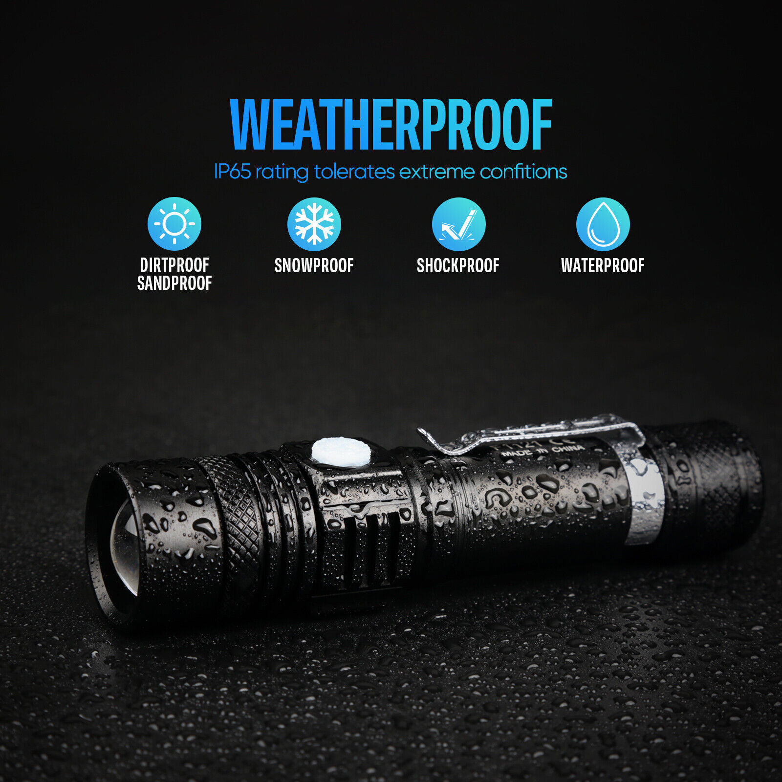 2 Super Bright LED Flashlights, 2600mAh USB-C Rechargeable IPX6 for Camping EDC