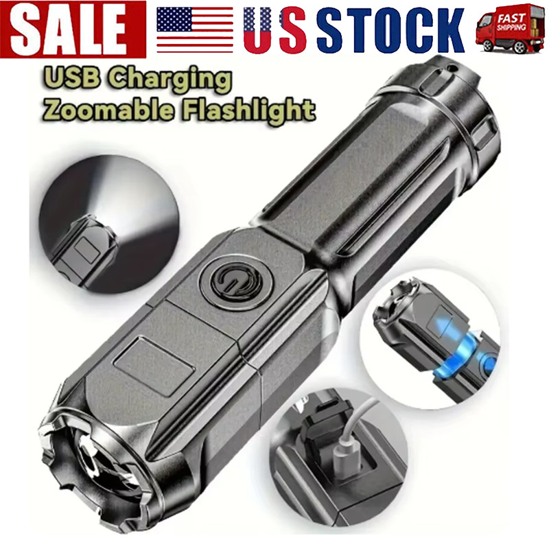 Rechargeable 990000LM LED Flashlight Tactical Police Super Bright Torch Zoomable
