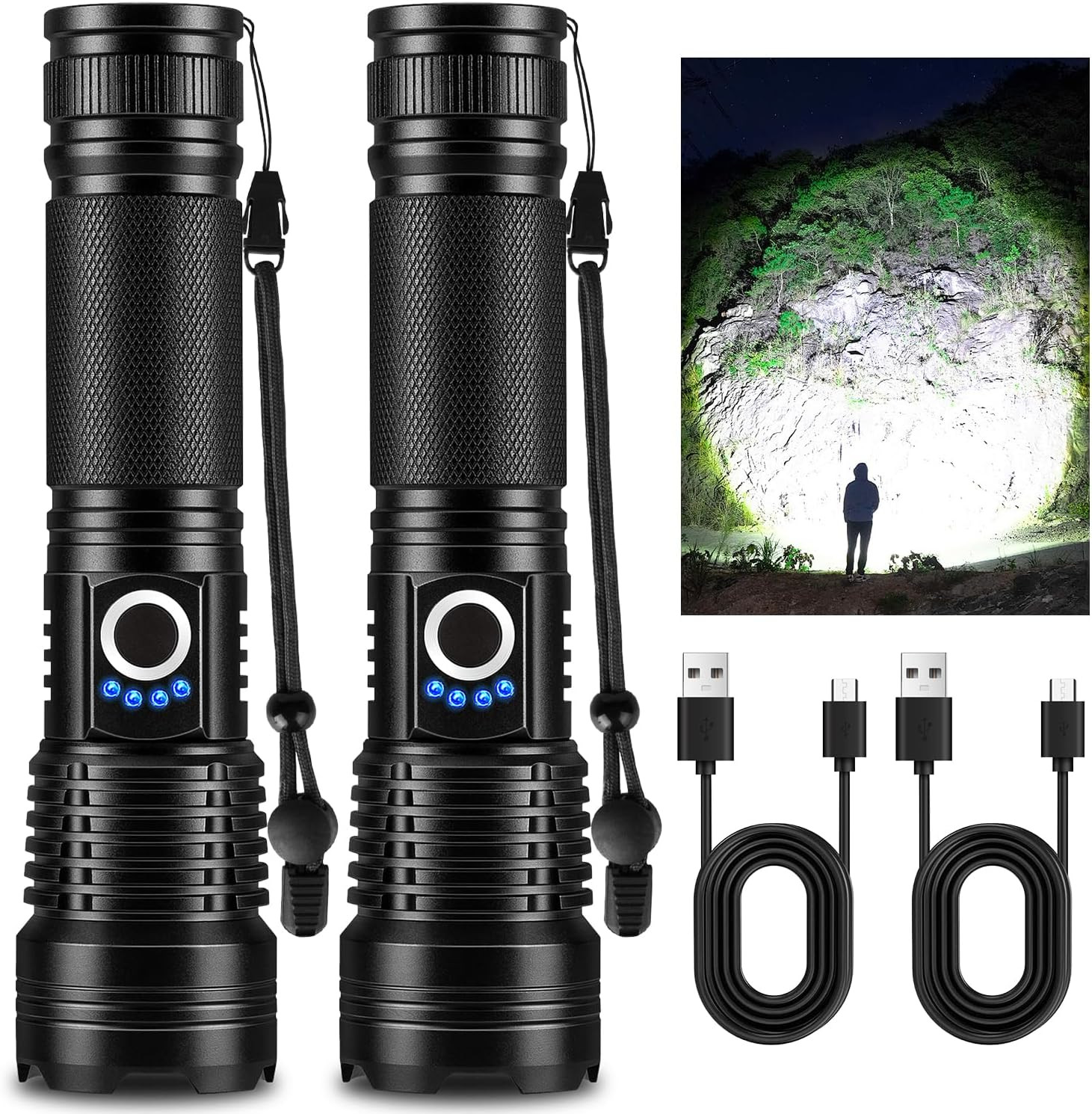 Rechargeable LED Flashlight, 99,000 High Lumens Super Bright Flashlight, 5 Modes