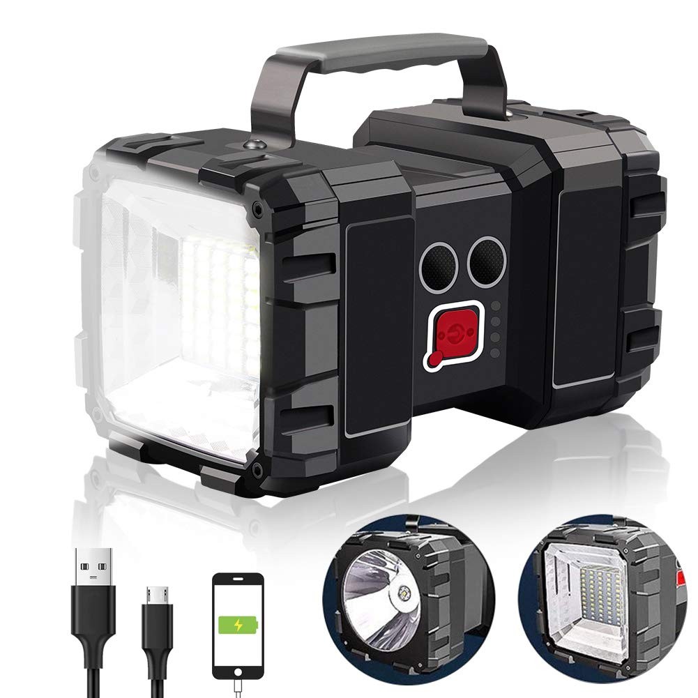 AlpsWolf Rechargeable Flashlight, LED Spotlight Flashlight 15000 Large, Black