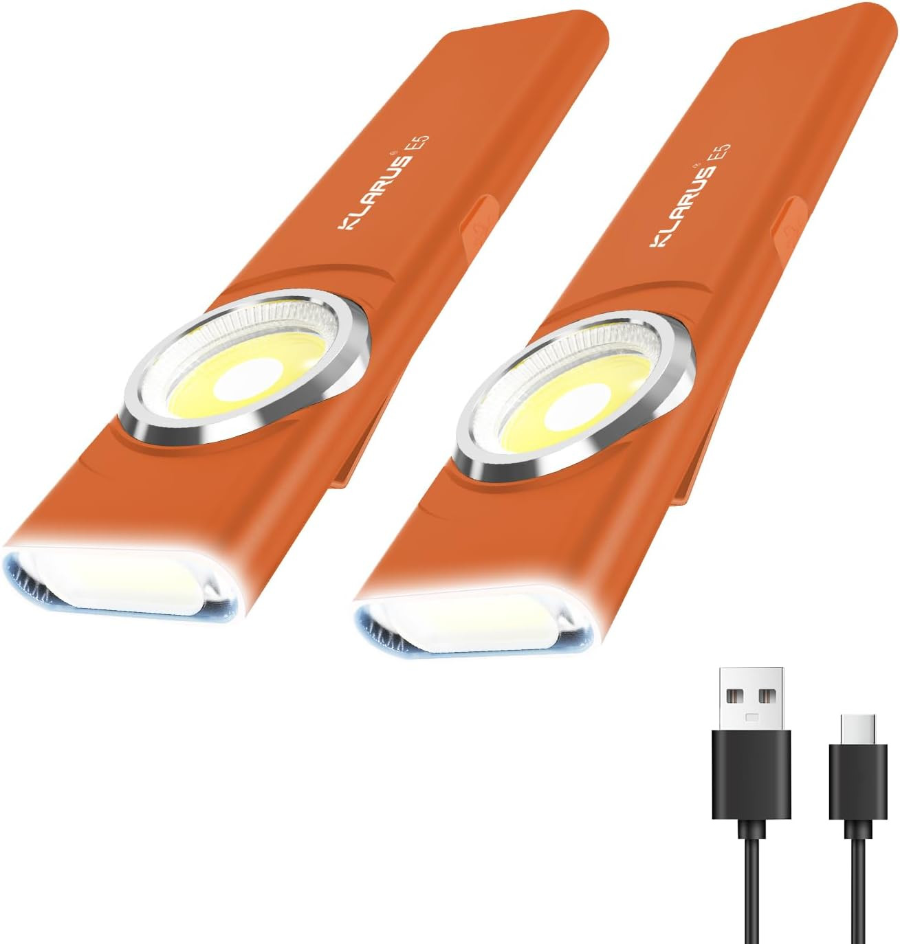 E5 2Pcs Pocket Flashlight, Rechargeable EDC Flashlight, Super Slim 4.2X1X0.3Inch
