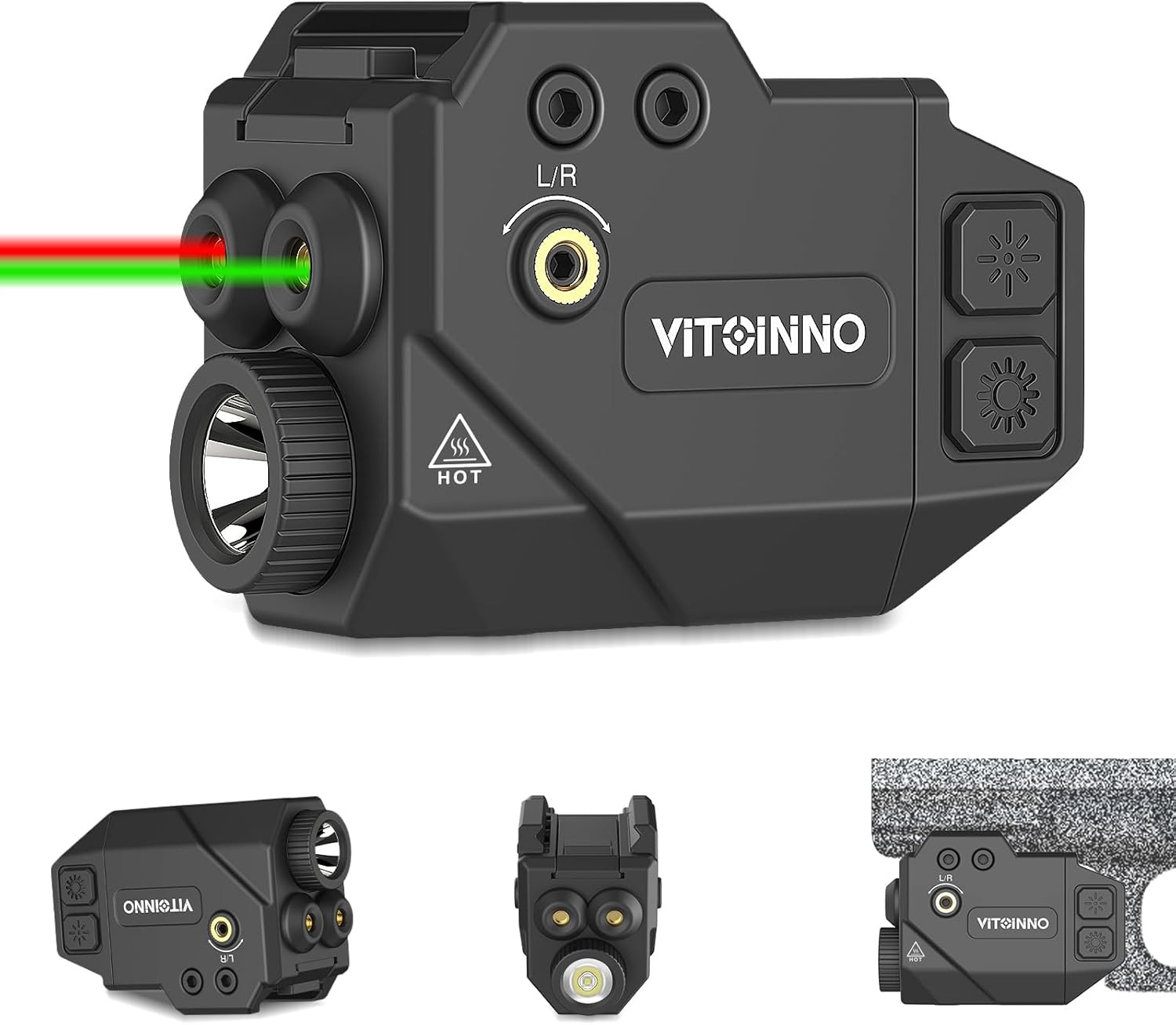 500lm Pistol Light and Red Green Laser Combo,Slidable Weapon Light and Laser …